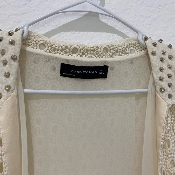 🌸PRICE⬇️• ZARA - Dressy Cream Knit Coat - size Large - Picture 5 of 8